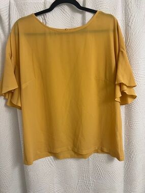 Basque Mustard Yellow Ruffle Sleeve Top